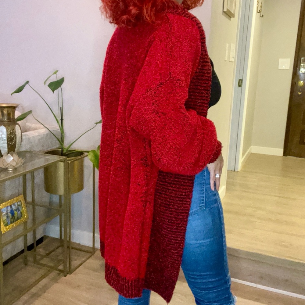 Red Vintage Boucle Sweater Jacket by Karen Scott